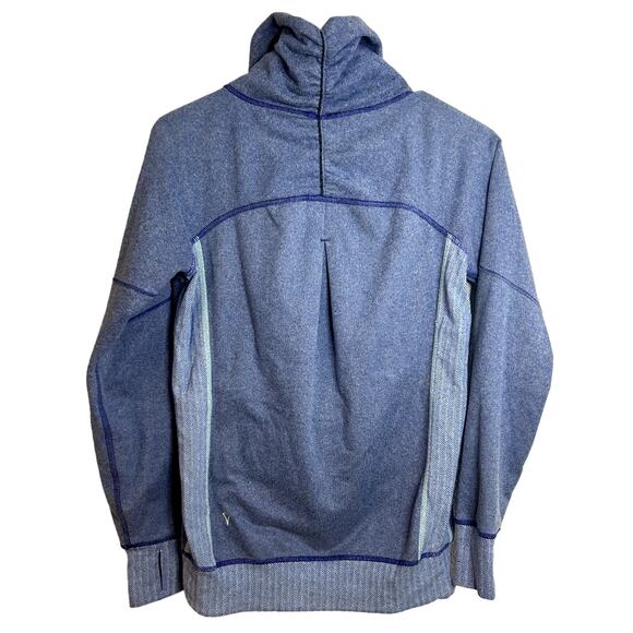 Ivivva Lululemon Shiver Stopper Fleece Pullover Girls Size 12 Blue Herringbone - Picture 3 of 6